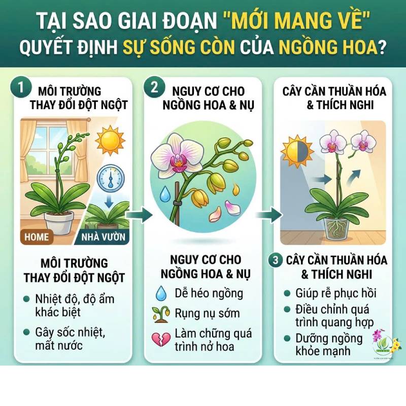 1. Tại sao giai đoạn "mới mang về" lại quyết định sự sống còn của ngồng hoa?