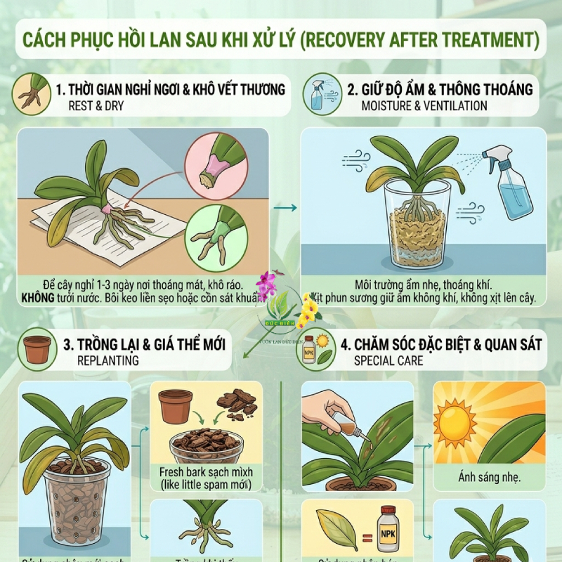 Cách phục hồi lan sau khi xử lý