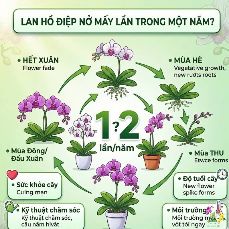 Lan hồ điệp ra hoa mấy lần trong một năm?