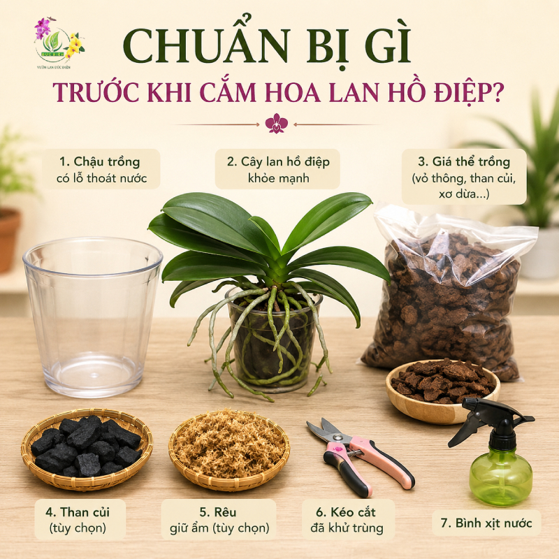 Chuẩn Bị Gì Trước Khi Cắm Hoa Lan Hồ Điệp?