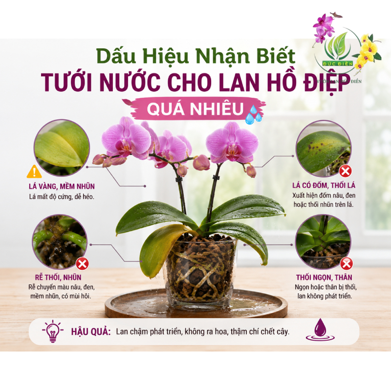 Dấu Hiệu Nhận Biết Tưới Nước Cho Lan Hồ Điệp Quá Nhiều