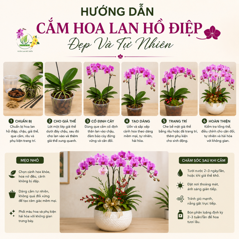 Hướng Dẫn Cắm Hoa Lan Hồ Điệp Đẹp Và Tự Nhiên