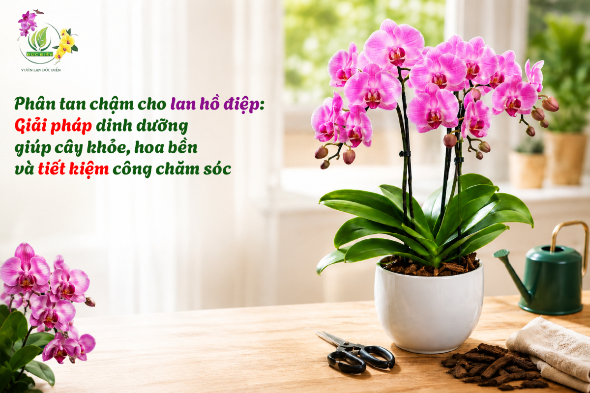 Phân tan chậm cho lan hồ điệp: Giải pháp dinh dưỡng giúp cây khỏe, hoa bền và tiết kiệm công chăm sóc