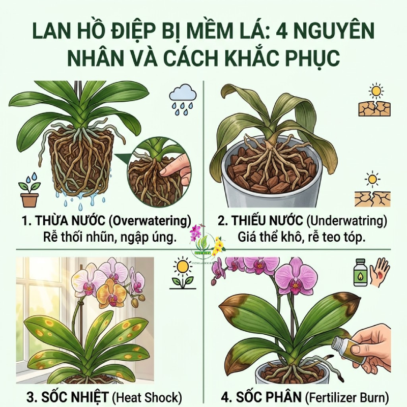 Nguyên Nhân Khiến Lan Hồ Điệp Bị Mềm Lá Và Cách Khắc Phục Từng Trường Hợp
