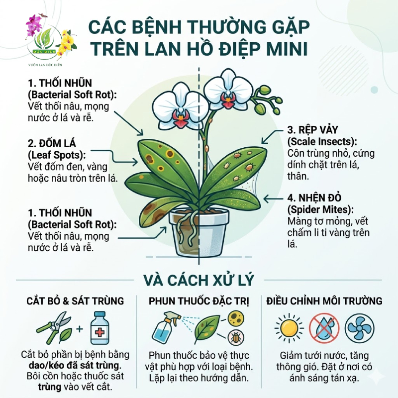 Các Bệnh Thường Gặp Trên Lan Hồ Điệp Mini Và Cách Xử Lý