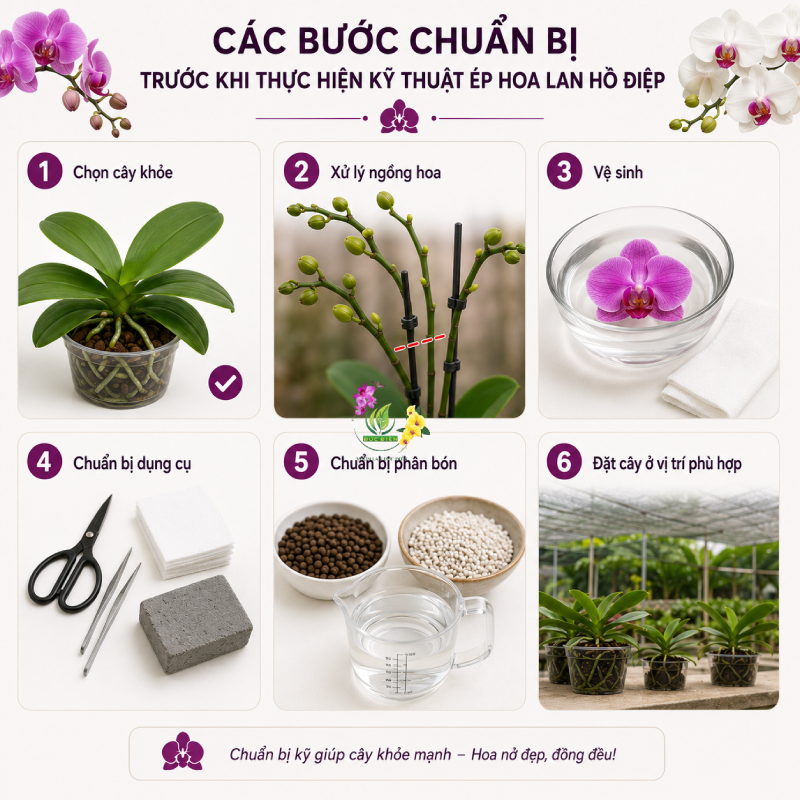 Các Bước Chuẩn Bị Trước Khi Thực Hiện Kỹ Thuật Ép Hoa Lan Hồ Điệp