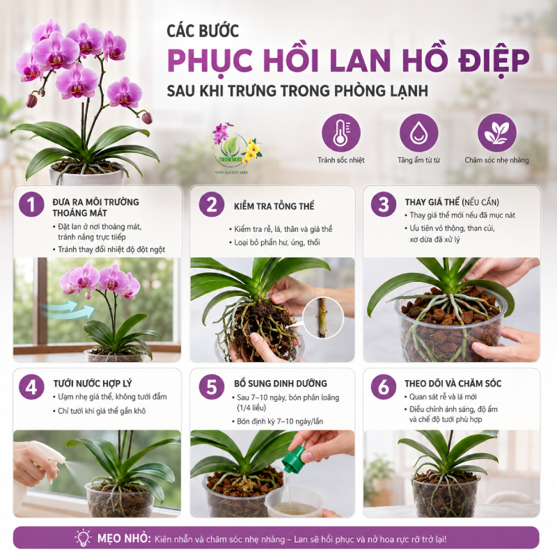 Các Bước Phục Hồi Lan Hồ Điệp Sau Khi Trưng Trong Phòng Lạnh