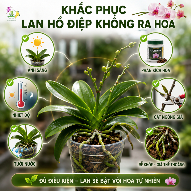 Giải pháp khắc phục tình trạng vì sao lan hồ điệp không ra hoa