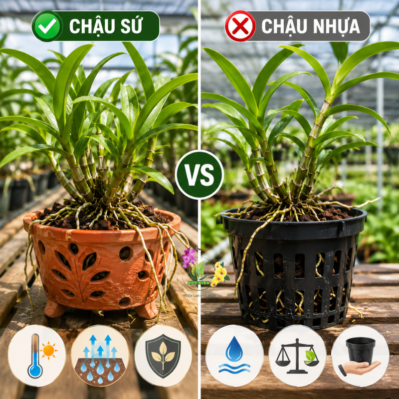 Phân tích chi tiết: Nên chọn chậu sứ hay chậu nhựa?