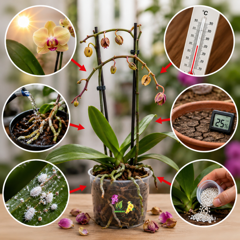 Nguyên Nhân Khiến Lan Hồ Điệp Bị Rụng Nụ Từ Gốc Rễ