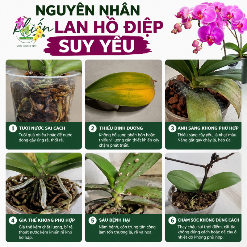 Nguyên nhân khiến lan hồ điệp suy yếu