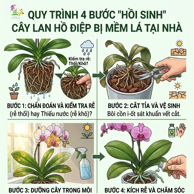 Quy Trình 4 Bước "Hồi Sinh" Cây Lan Hồ Điệp Bị Mềm Lá Tại Nhà