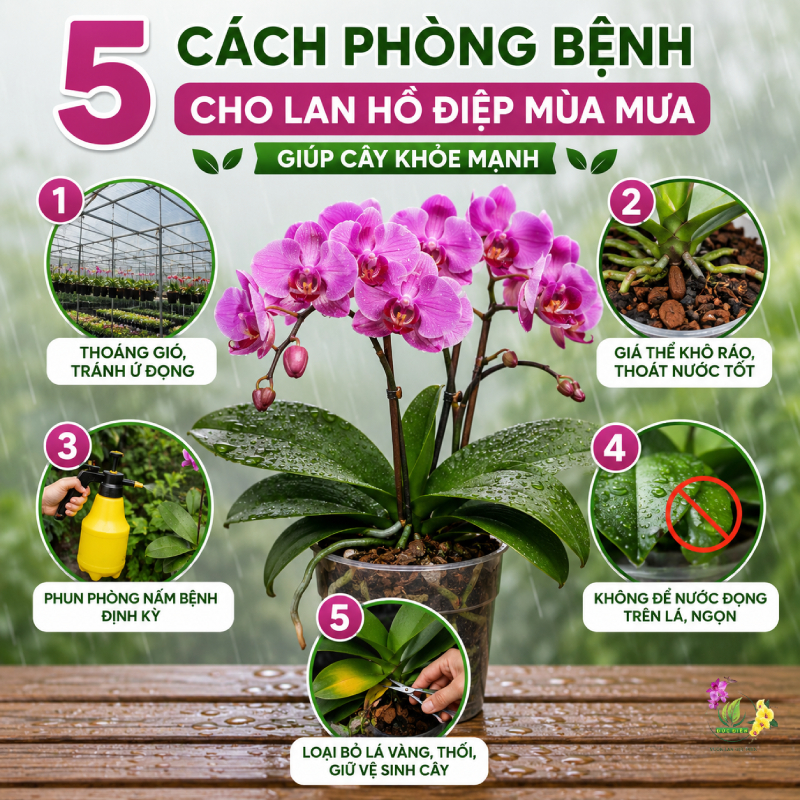 5 Cách Phòng Bệnh Cho Lan Hồ Điệp Mùa Mưa Giúp Cây Khỏe Mạnh