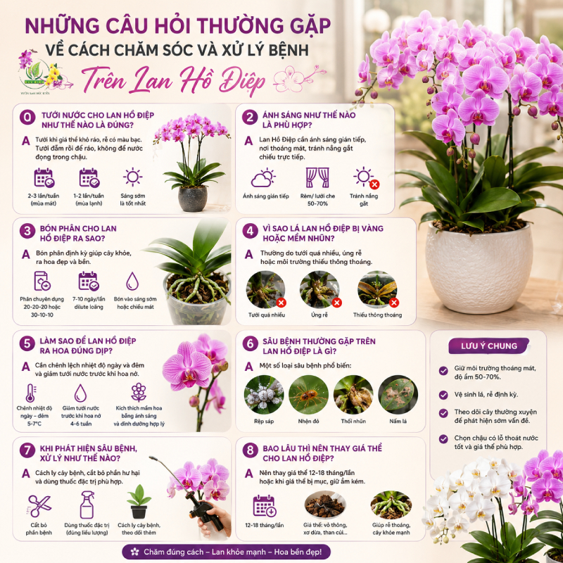 Những câu hỏi thường gặp về cách chăm sóc và xử lý bệnh trên Lan Hồ Điệp