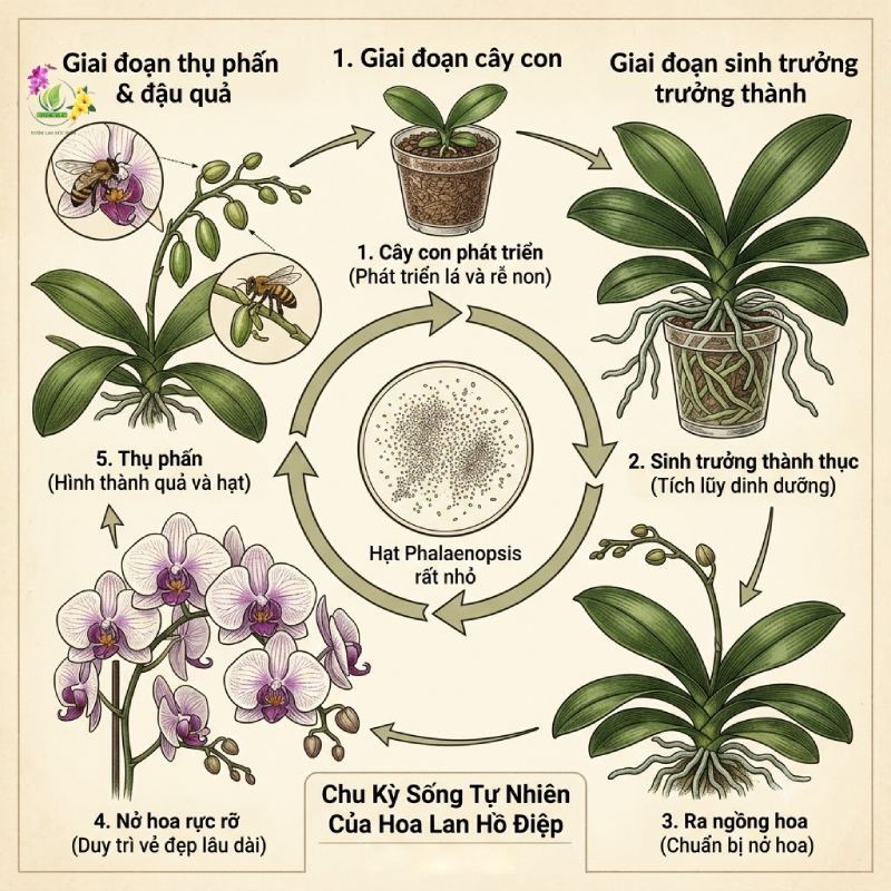 Tìm Hiểu Chu Kỳ Sống Tự Nhiên Của Hoa Lan Hồ Điệp