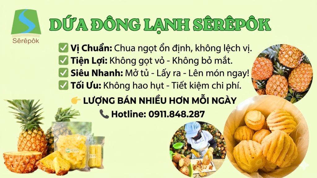 Dứa đông lạnh Sêrêpôk Tây Nguyên