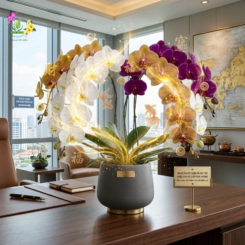 Nghệ Thuật Chọn Và Bài Trí Chậu Lan Hồ Điệp Văn Phòng