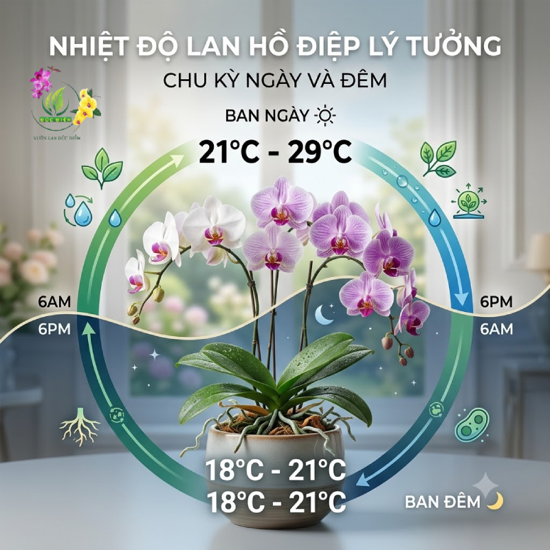 Hiểu rõ ngưỡng nhiệt độ lan hồ điệp lý tưởng nhất theo chu kỳ ngày và đêm