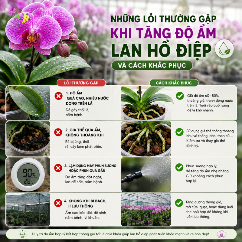 Những Lỗi Thường Gặp Khi Tăng Độ Ẩm Lan Hồ Điệp Và Cách Khắc Phục