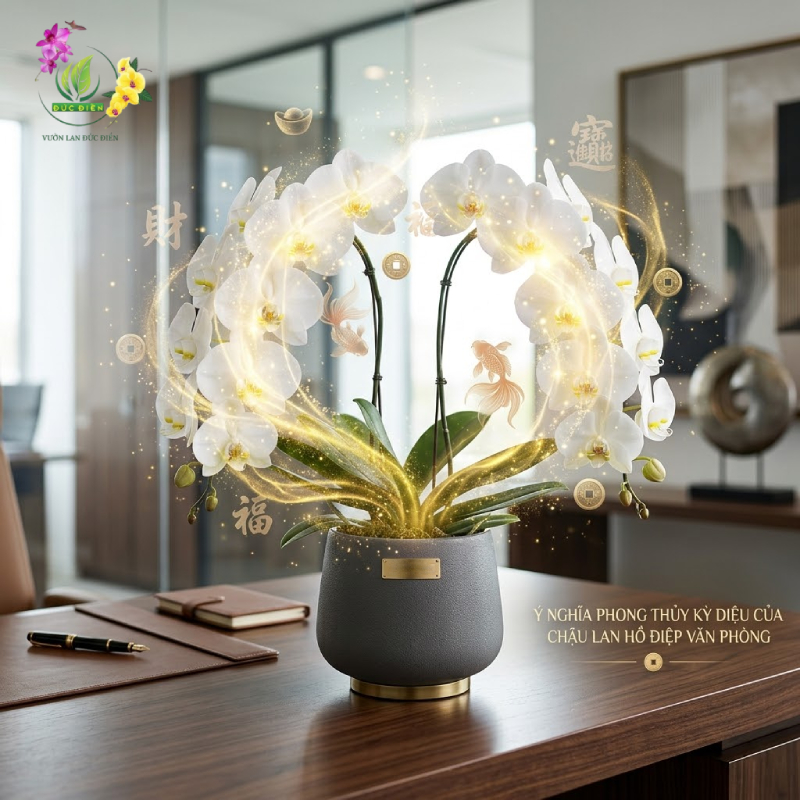 Ý Nghĩa Phong Thủy Kỳ Diệu Của Chậu Lan Hồ Điệp Văn Phòng