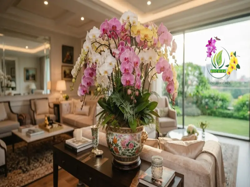 7 cách chọn lan hồ điệp trang trí phòng khách đẹp và hài hòa